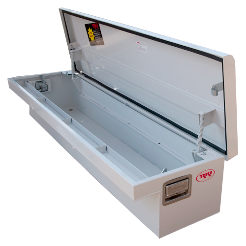 Rki Tool Box, S-Series, Side Mount, Low Profile, Wide Side, Single Lid, Powder Coated, White, Steel – 65SLPW