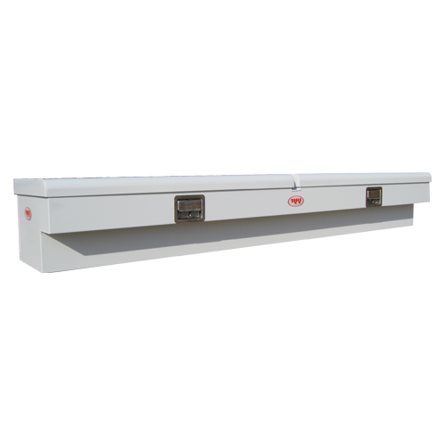 Rki Tool Box, S-Series, Side Mount, Wide, Dual Lid, Powder Coated, White, Steel – 88SW