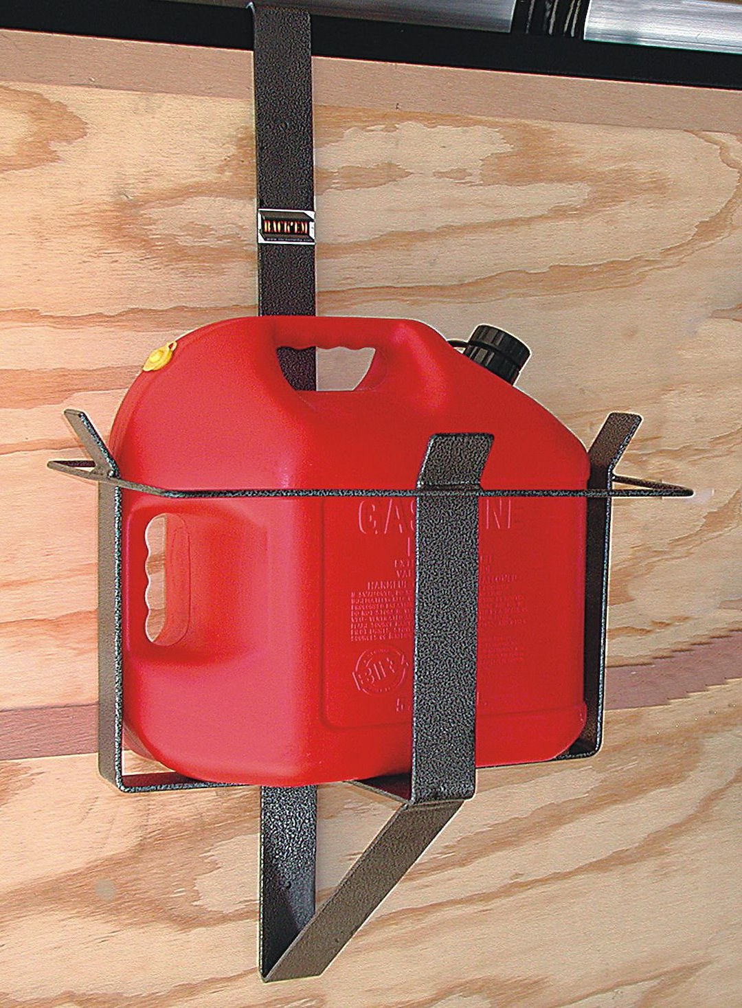 Rack’em Mfg Liquid Storage Container Mount, Bolt-On Mount to Closed Trailer, Holds 1 Cooler or 5 Gallon Gas Can, Black and Gray, Steel – RA-1L