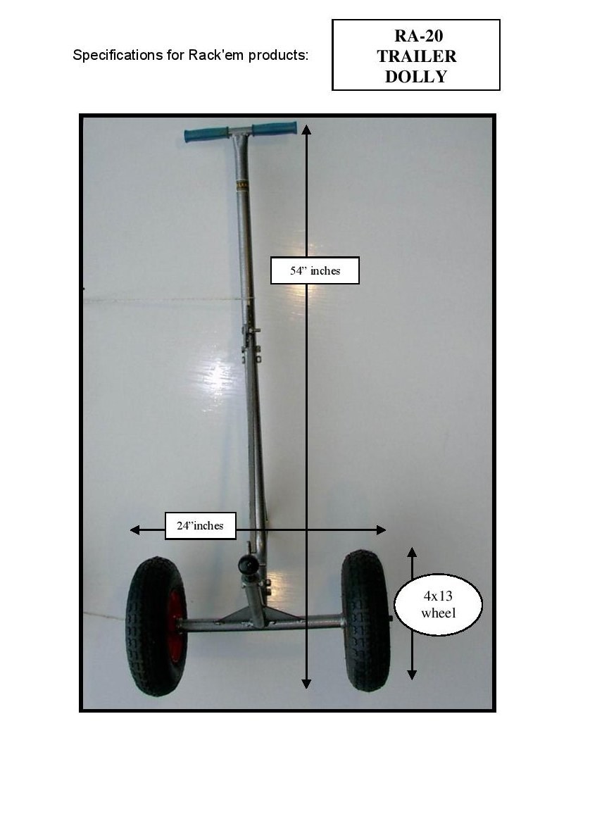 Rack’em Mfg Trailer Dolly, Trailer Tongue Mount, For Single Axle Trailers Up to 5000 Pounds and 1-7/8 Inch Hitch Ball Diameter – RA-20