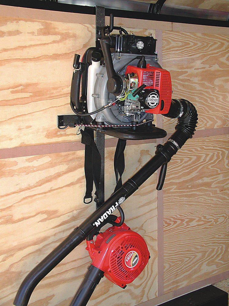Rack’em Mfg Tool Organizer, Bolt-On Mount to Closed Trailer, Holds 1 Backpack Blower, Black/ Gray, Steel – RA-4