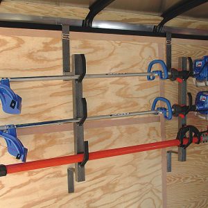 Rack’em Mfg Tool Organizer, Bolt-On Mount to Closed Trailer, Holds 3 Landscape Trimmers, Black/ Gray, Steel – RA-5