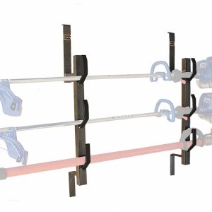 Rack’em Mfg Tool Organizer, Bolt-On Mount to Closed Trailer, Holds 3 Landscape Trimmers, Black/ Gray, Steel – RA-5