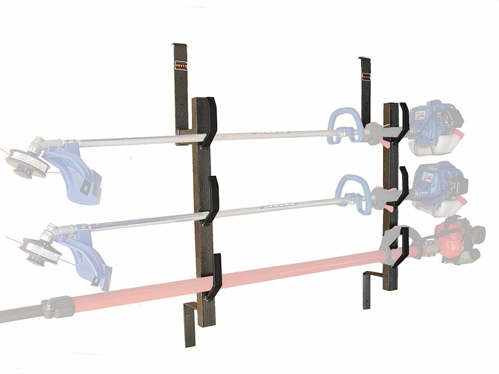Rack’em Mfg Tool Organizer, Bolt-On Mount to Closed Trailer, Holds 3 Landscape Trimmers, Black/ Gray, Steel – RA-5