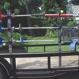 Rack’em Mfg Tool Organizer, Bolt-On Mount to Open Trailer, Holds 3 Landscape Trimmers, Black/ Gray, Steel – RA-6