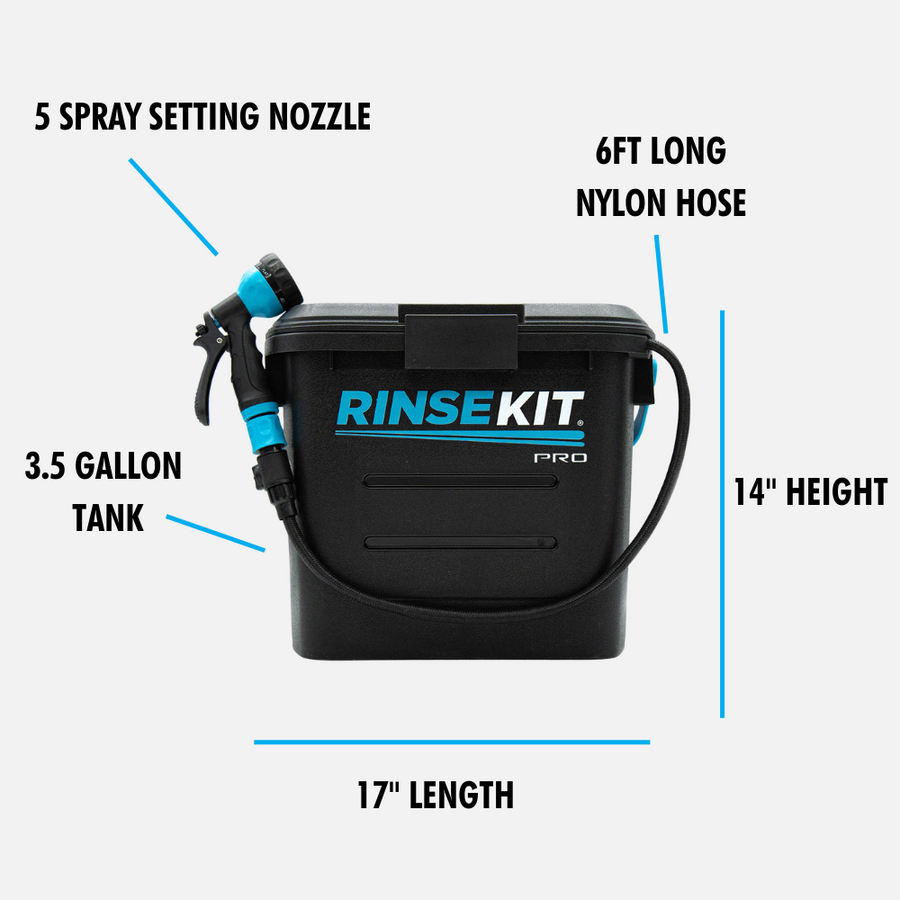 Rinsekit Camp Shower, Pro, 3.5 Gallon Capacity, 12 Volt Battery Powered – 857007006258