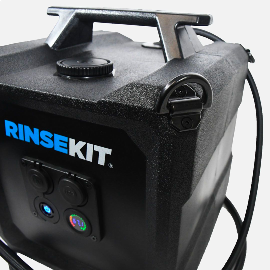 Rinsekit Camp Shower, Cube, 4 Gallon Capacity, 12 Volt Battery Powered, Heat the Water Through Hyperheater (heater Sold Separately) – 857007006357