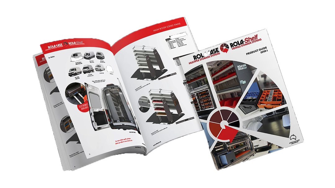 Rolacase Catalog, Rola Case Multiple Storage Systems and Rola Shelf Vehicle Storage Systems Product Guide Edition 6, 50 Pages with Color Images – #CAT