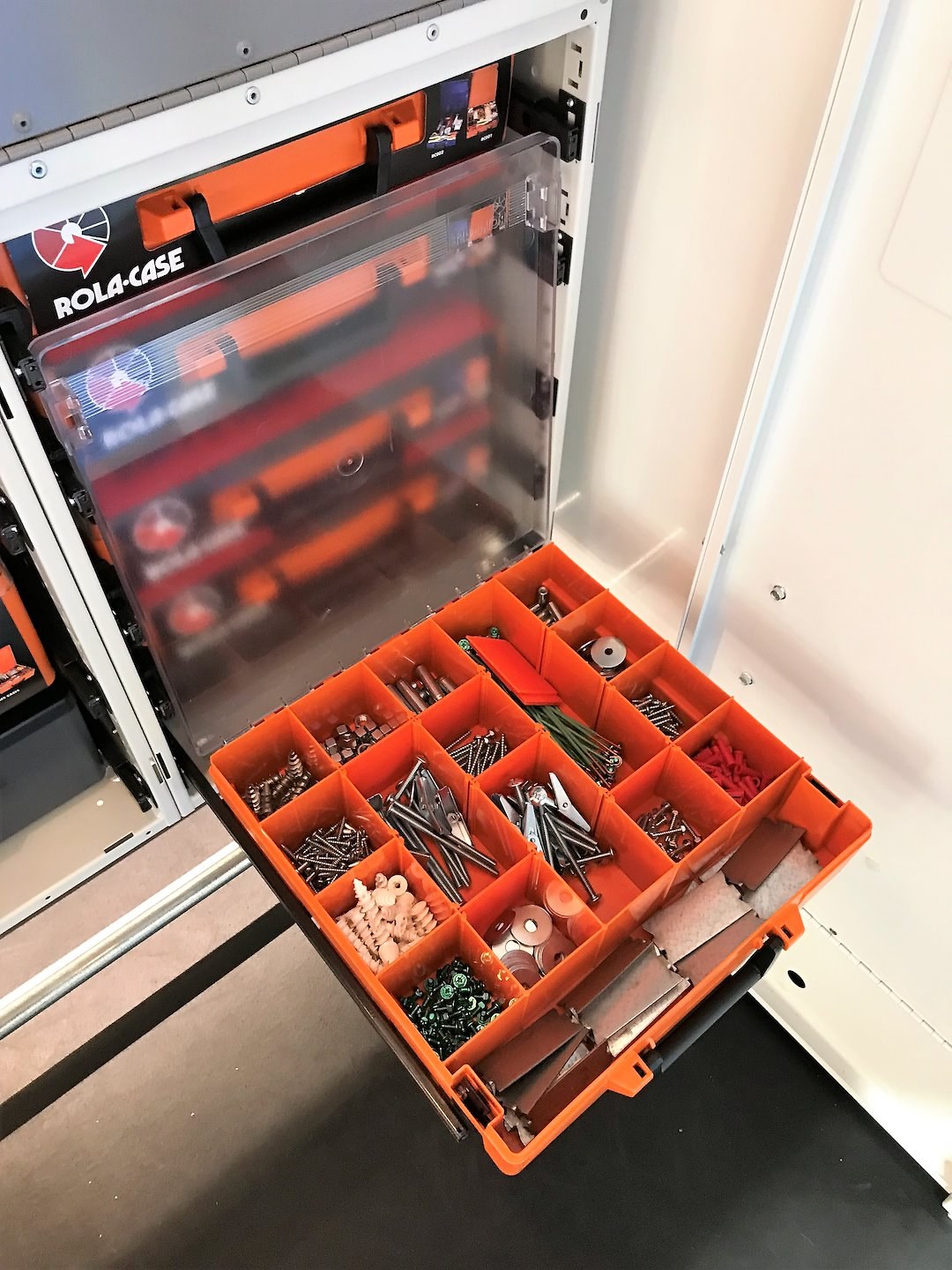 Rolacase Van Storage System Parts Organizer Case, Carry Case, 20 Adjustable Compartment/ 1 Tool Compartment – RC001/CL
