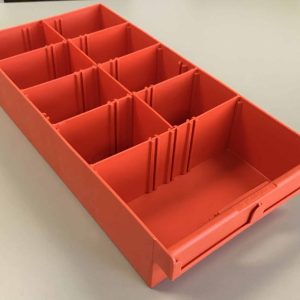 Rolacase Van Storage System Shelf Bin Box, Medium, 7.9 Inch Width X 15.4 Inch Depth X 3.1 Inch Height, 8 Adjustable Compartment, Orange – RP428/2