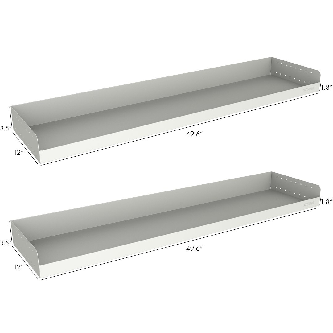Rolacase Van Storage System Shelf, Series 12, 50 Inch Length X 12 Inch Depth, 1.8 Inch Front Lip and 3.5 Inch Rear Lip, Without Divider – RSSHL/125-2
