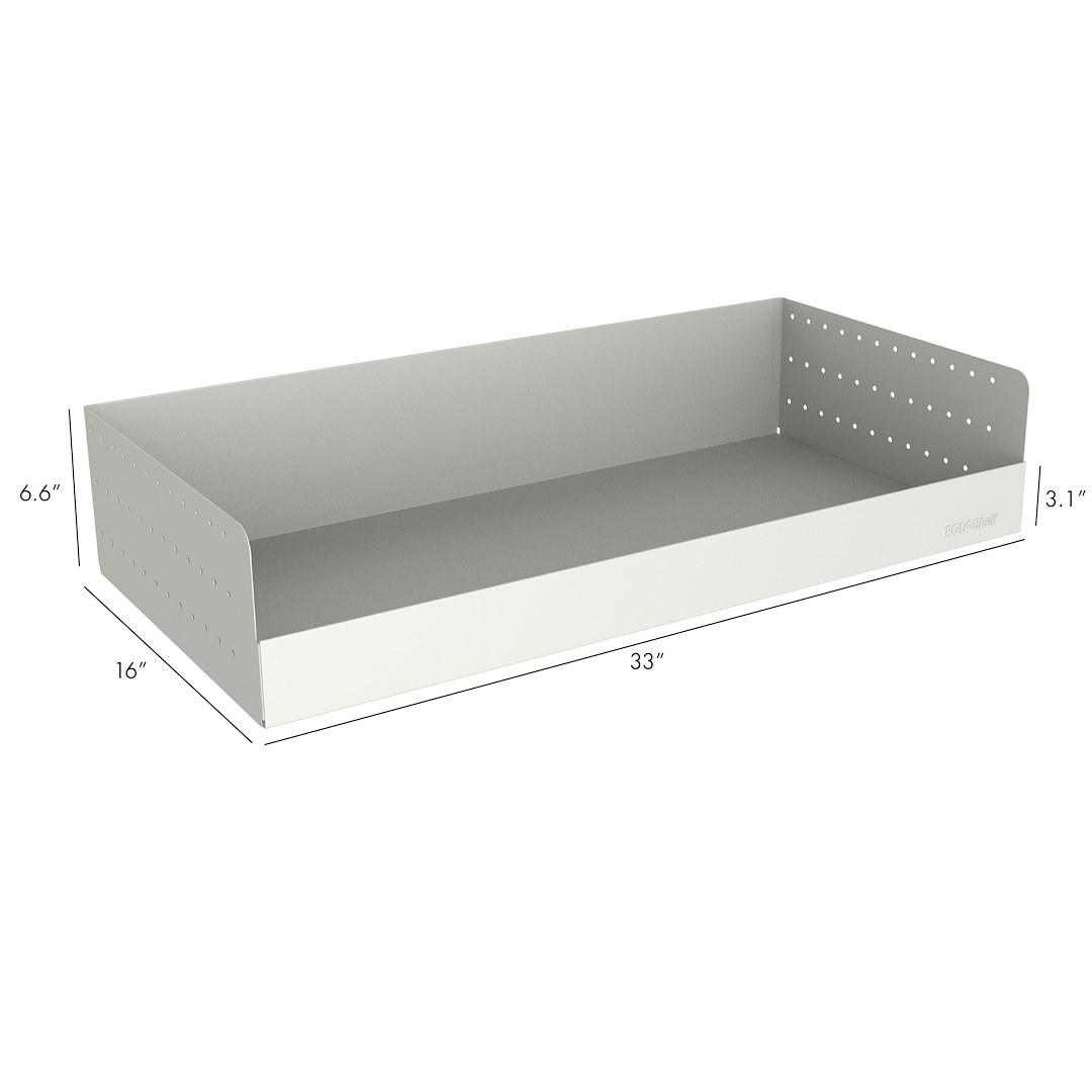 Rolacase Van Storage System Shelf, 34 Inch Length X 16 Inch Depth, 3.2 Inch Front Lip and 6.6 Inch Rear Lip, Without Divider, Powder Coated – RSSHL/86
