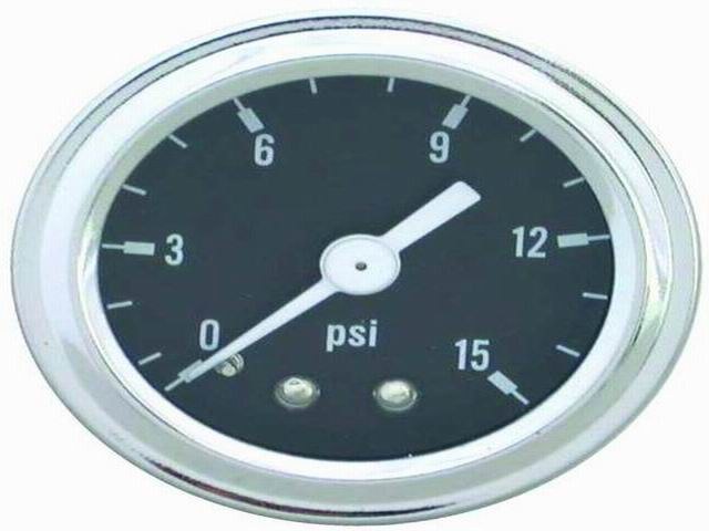 Racing Power Gauge Fuel Pressure, 1-1/2 Inch, Full Sweep Mechanical, 0-15 PSI, Black – R5715