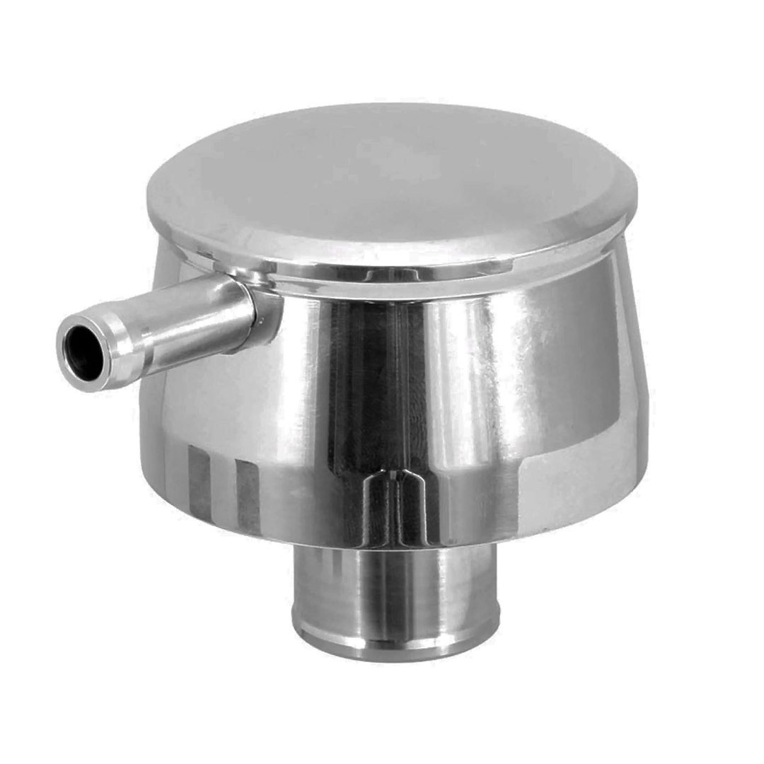 Racing Power Crankcase Breather Cap, Round, Fits 1.25 Inch Valve Cover Hole Grommets, Push IN, Polished Billet Aluminum, Without Grommet – R6000