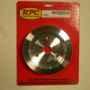 Racing Power Crankshaft Pulley, For Use with 1955-1968 Small Block Chevy 283-400 Engines, Dual Groove, 6.60 Inch Diameter, Short Water Pump – R9481
