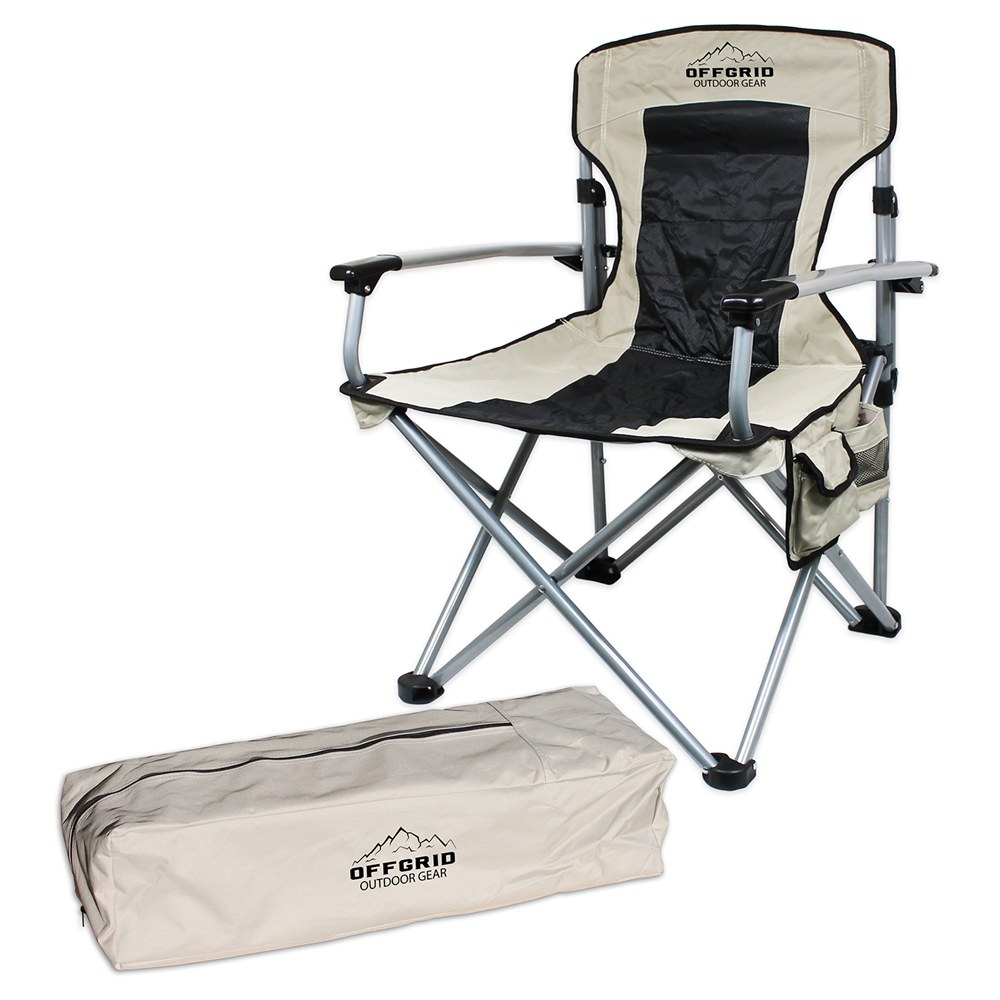 Raptor Series Camping Chair, 280 Pound Weight Capacity, Folding, Aluminum Frame/ Canvas Fabric, Without Headrest, With Arm Rest – 100000-130200