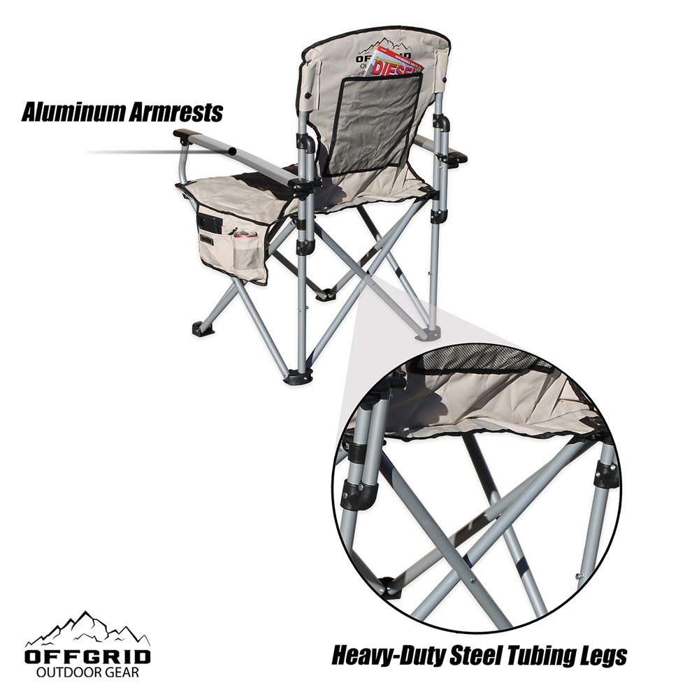 Raptor Series Camping Chair, 280 Pound Weight Capacity, Folding, Aluminum Frame/ Canvas Fabric, Without Headrest, With Arm Rest – 100000-130200