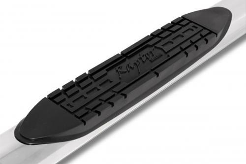 Raptor Series Nerf Bar, With Step Pads, 5 Inch Oval Curved, Polished, Stainless Steel, With Welded End Caps, Rocker Panel Mount – 1602-0493