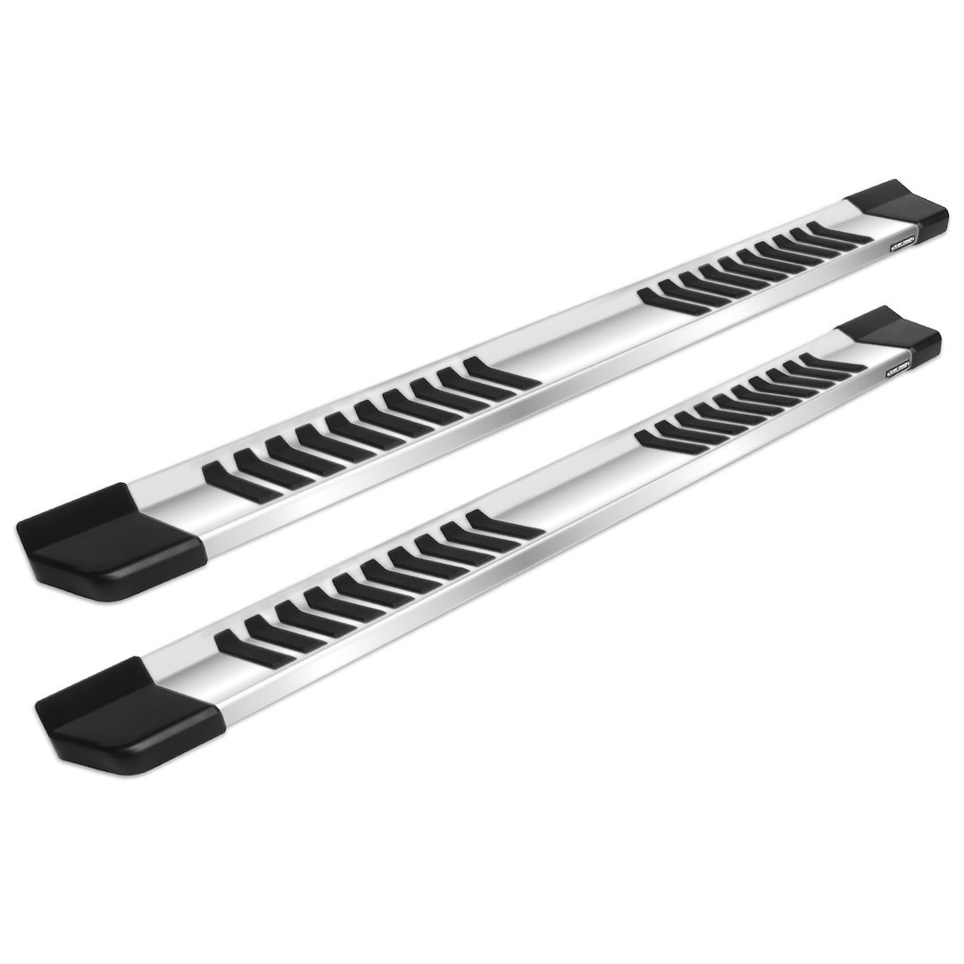Raptor Series Running Board, Slide Track – OEM Style, Polished, Aluminum, Unlighted, Rocker Panel Mount, With Stainless Steel End Caps – 1704-0378SS
