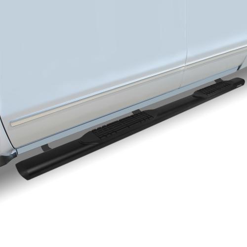 Raptor Series Nerf Bar, Slide Track, With Step Pads, 5 Inch Oval Straight, Textured, Black, Aluminum, With End Caps, Rocker Panel Mount – 2001-0185BT
