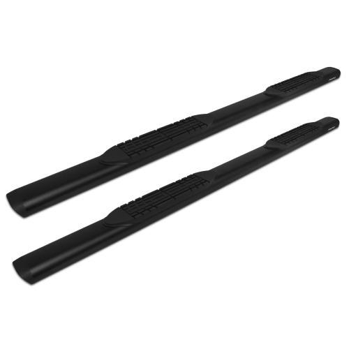 Raptor Series Nerf Bar, Slide Track, With Step Pads, 5 Inch Oval Straight, Textured, Black, Aluminum, With End Caps, Rocker Panel Mount – 2002-0051BT