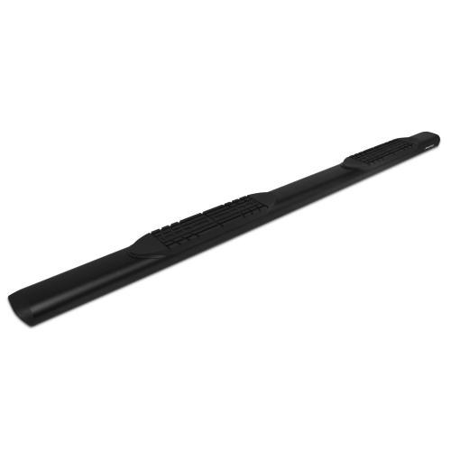 Raptor Series Nerf Bar, Slide Track, With Step Pads, 5 Inch Oval Straight, Textured, Black, Aluminum, With End Caps, Rocker Panel Mount – 2002-0051BT