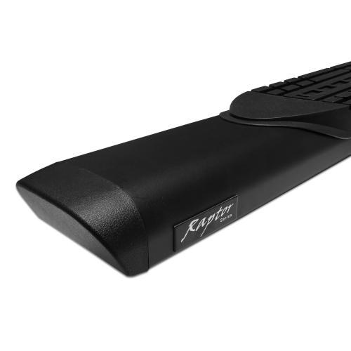 Raptor Series Nerf Bar, Slide Track, With Step Pads, 5 Inch Oval Straight, Textured, Black, Aluminum, With End Caps, Rocker Panel Mount – 2004-0367BT