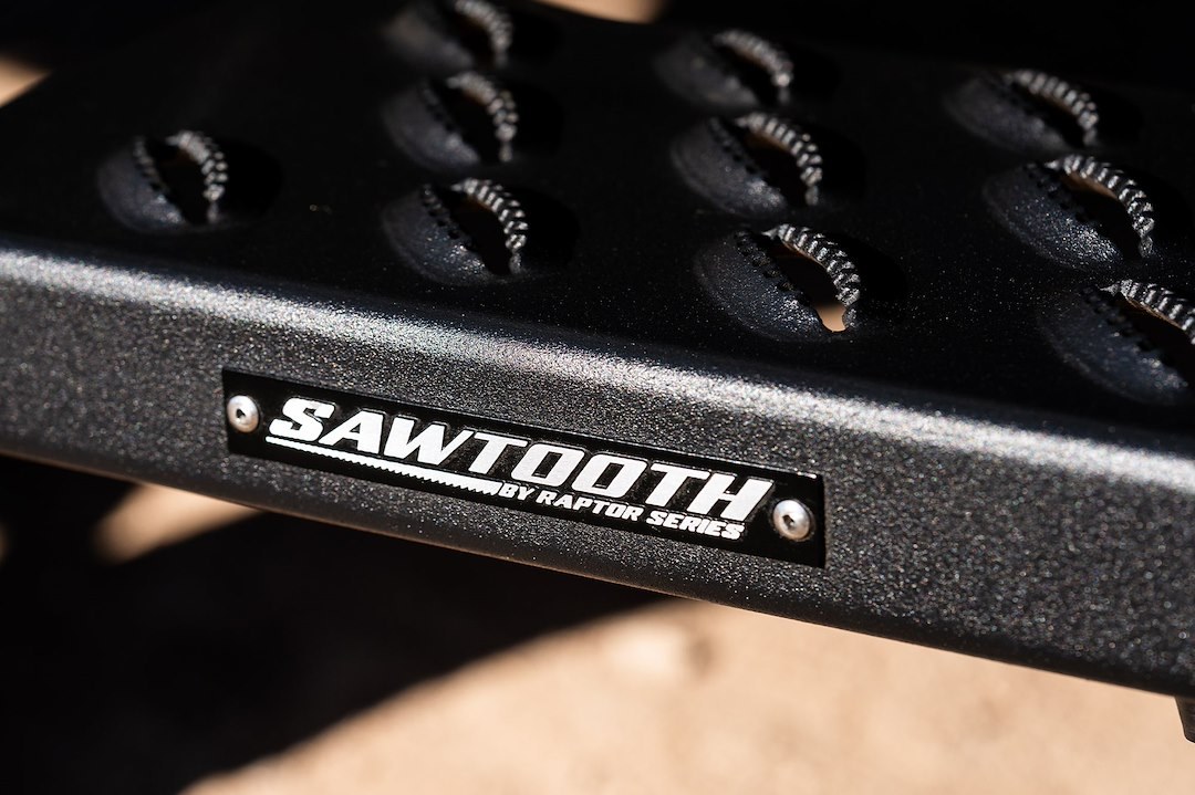 Raptor Series Running Board, Sawtooth Slide Track, Textured, Black, Aluminum, Unlighted, Rocker Panel Mount – 2101-0016BT