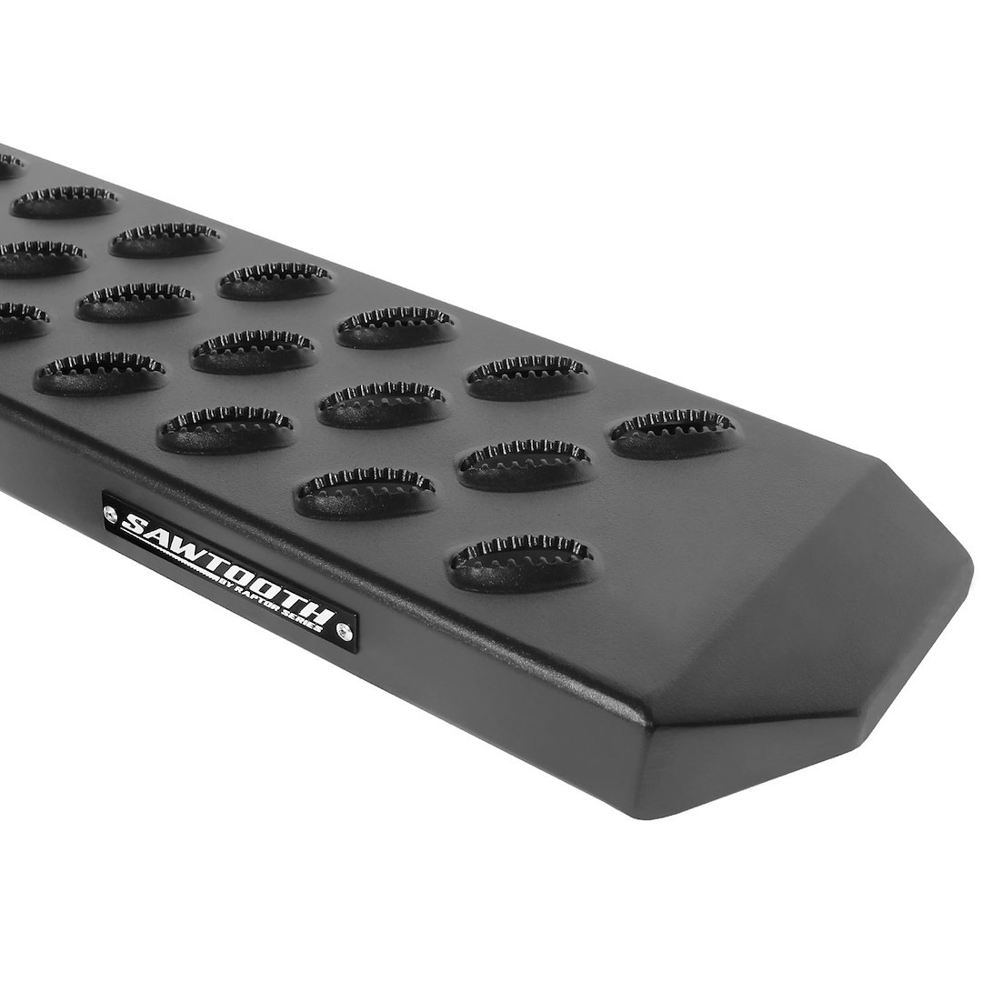 Raptor Series Running Board, Sawtooth Slide Track, Textured, Black, Aluminum, Unlighted, Rocker Panel Mount – 2101-0017BT