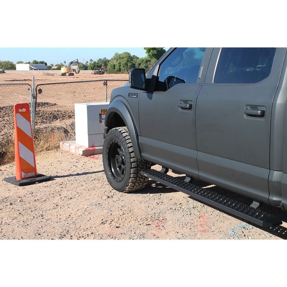 Raptor Series Running Board, Sawtooth Slide Track, Textured, Black, Aluminum, Unlighted, Rocker Panel Mount – 2103-0377BT
