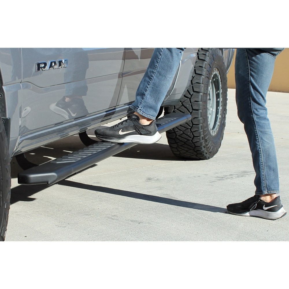 Raptor Series Running Board, Slide Track – OEM Style, Textured, Black, Aluminum, Unlighted, Rocker Panel Mount, With Full Length Tread – 2201-0626BT
