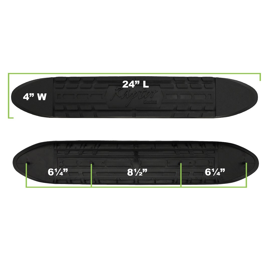 Raptor Series Nerf Bar Pad, For 4 Inch Oval Nerf Bars, Black, Rubber, With Raptor Logo – REP-STEP-006
