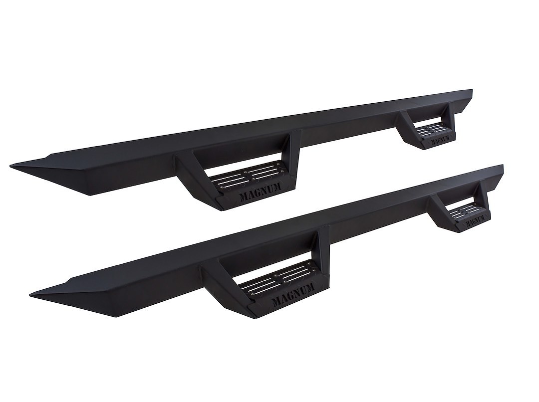 Raptor Series Nerf Bar, Magnum Rt, With Drop Down Steps, Powder Coat, Textured Black, Steel, Rocker Panel Mount – RTS10FD