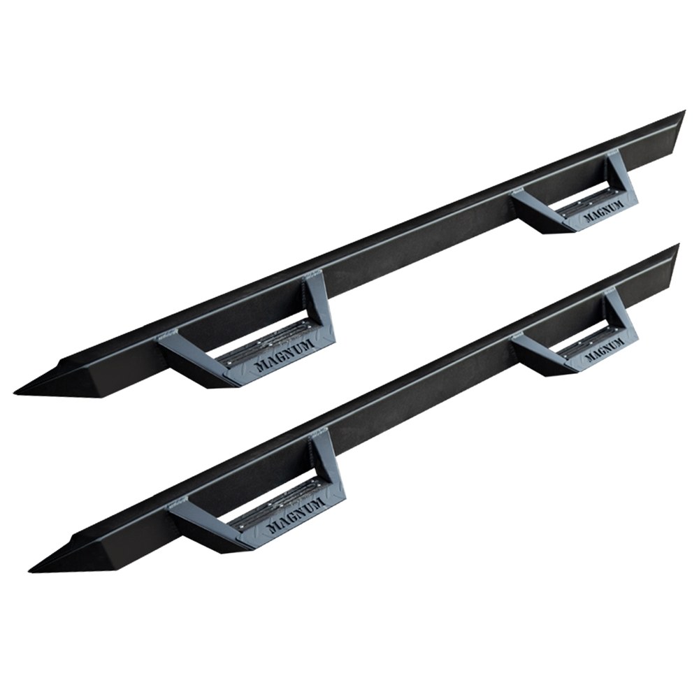 Raptor Series Nerf Bar, Magnum Rt, With Drop Down Steps, Powder Coat, Textured Black, Steel, Rocker Panel Mount – RTS12FD