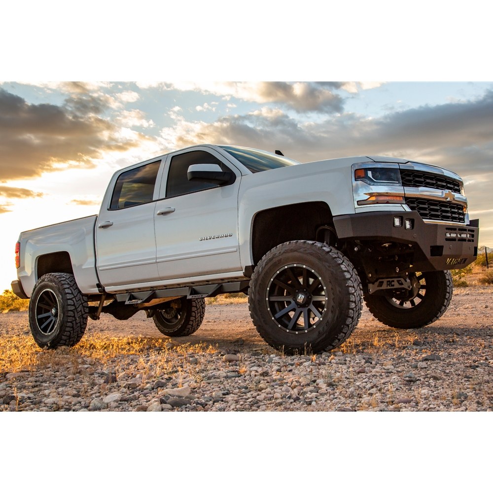 Raptor Series Nerf Bar, Magnum Rt, With Drop Down Steps, Powder Coat, Textured Black, Steel, Rocker Panel Mount – RTS40JP
