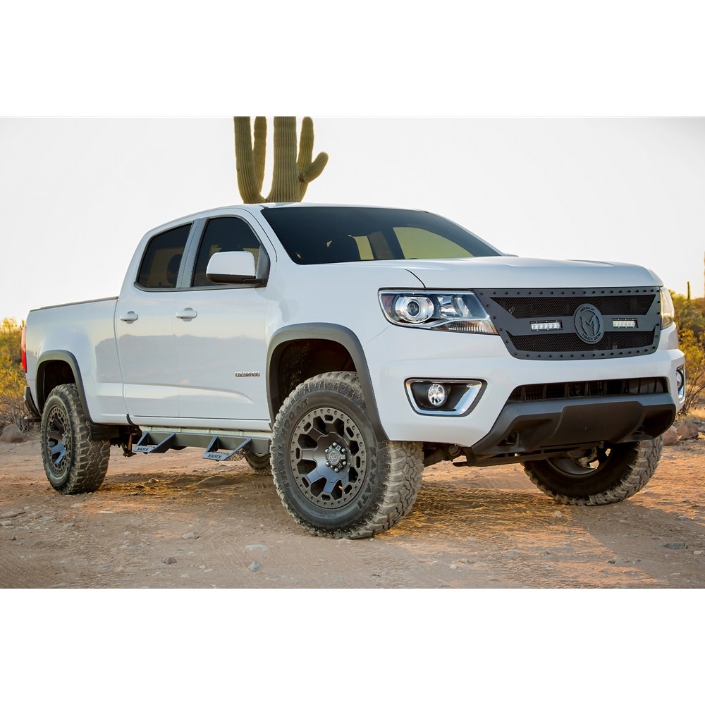 Raptor Series Nerf Bar, Magnum Rt, With Drop Down Steps, Powder Coat, Textured Black, Steel, Rocker Panel Mount – RTS40JP