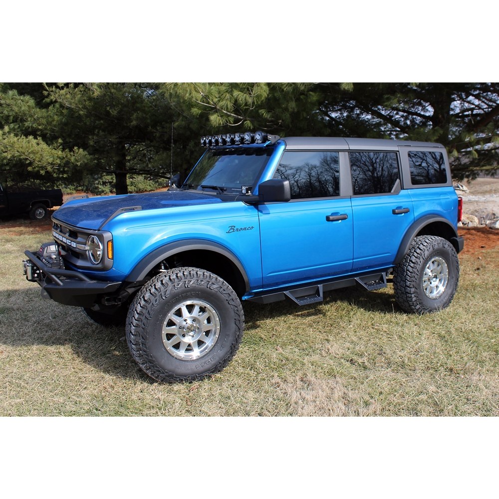 Raptor Series Nerf Bar, Magnum Rt, With Drop Down Steps, Powder Coat, Textured Black, Steel, Rocker Panel Mount – RTS81TY