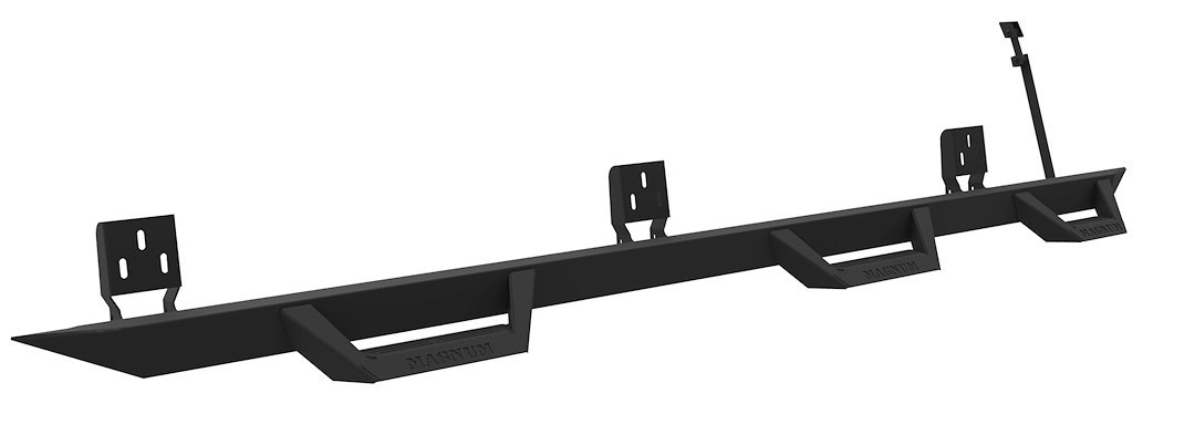 Raptor Series Nerf Bar – Truck Wheel to Wheel, Magnum Rt, With Drop Down Steps, With Bed Step, Powder Coated, Black, Steel – RTW219DG
