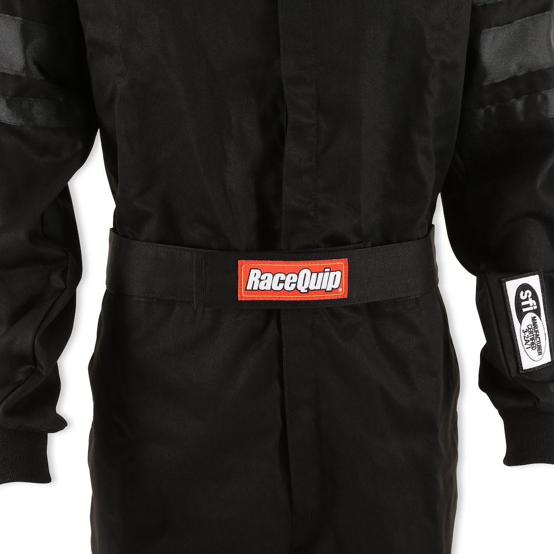 Racequip Racing Apparel, 110 Series, One Piece Suit, Medium, Sfi 3.2A/1 Rated, Thermal Protective Performance 11, Black, 1 Layer Pyrovatex – 110003