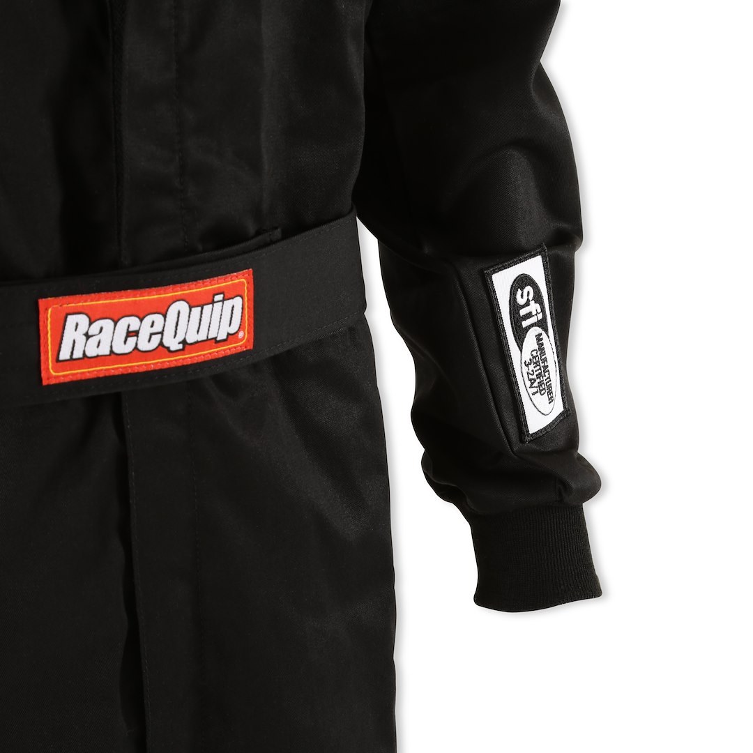 Racequip Racing Apparel, 110 Series, One Piece Suit, Medium, Sfi 3.2A/1 Rated, Thermal Protective Performance 11, Black, 1 Layer Pyrovatex – 110003