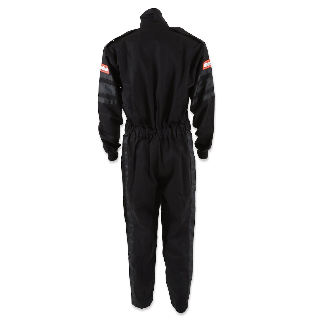 Racequip Racing Apparel, 110 Series, One Piece Suit, Large, Sfi 3.2A/1 Rated, Thermal Protective Performance 11, Black, 1 Layer Pyrovatex – 110005