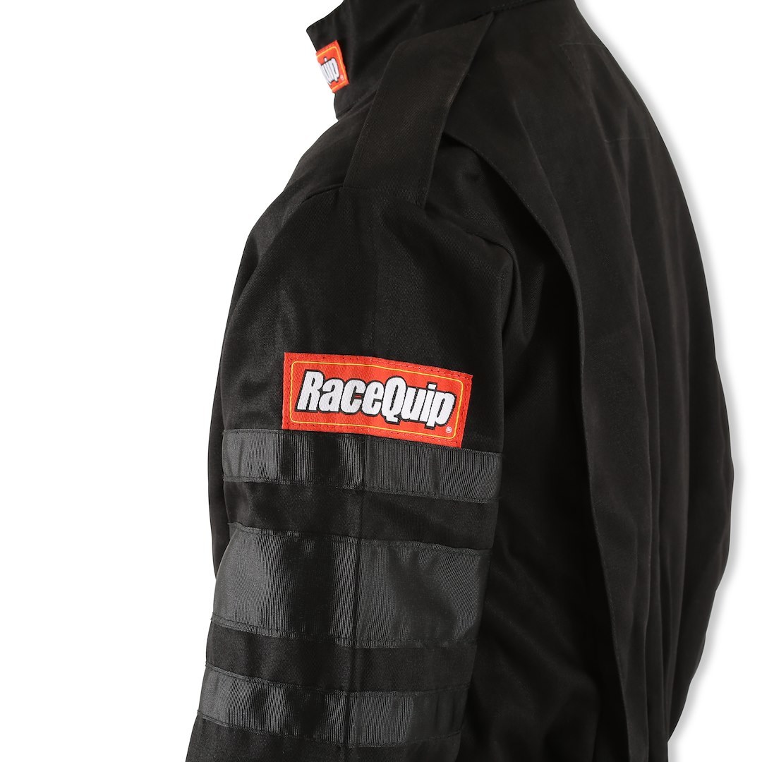 Racequip Racing Apparel, 110 Series, One Piece Suit, Large, Sfi 3.2A/1 Rated, Thermal Protective Performance 11, Black, 1 Layer Pyrovatex – 110005
