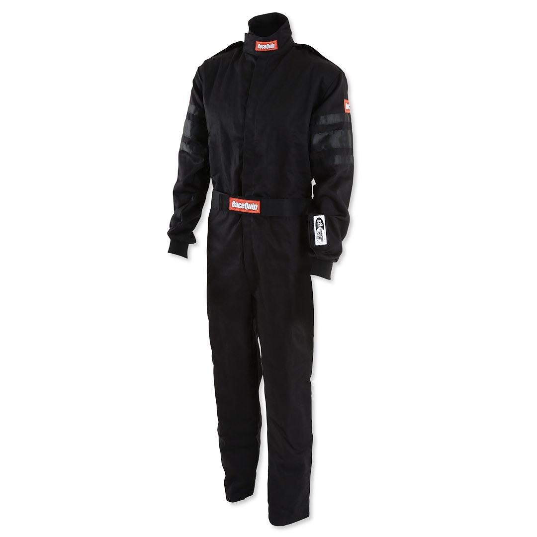 Racequip Racing Apparel, 110 Series, One Piece Suit, Extra Large, Sfi 3.2A/1 Rated, Thermal Protective Performance 11, Black – 110006