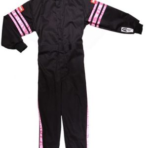 Racequip Racing Apparel, One Piece Suit, Kids Small, Sfi 3.2A/1 Rated, Thermal Protective Performance 11, Black with Pink Trim – 1950892