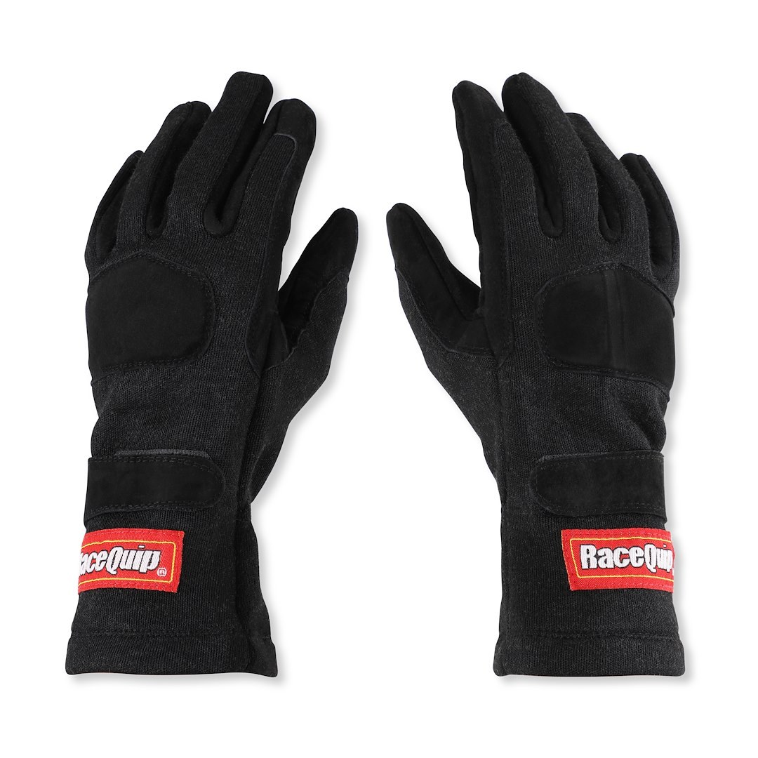 Racequip Racing Apparel, 355 Series, Racing Gloves, Medium, Double Layer Nomex Knit/ Suede Leather Palm, Black, Sfi 3.3/5 Rated, Set of 2 – 355003