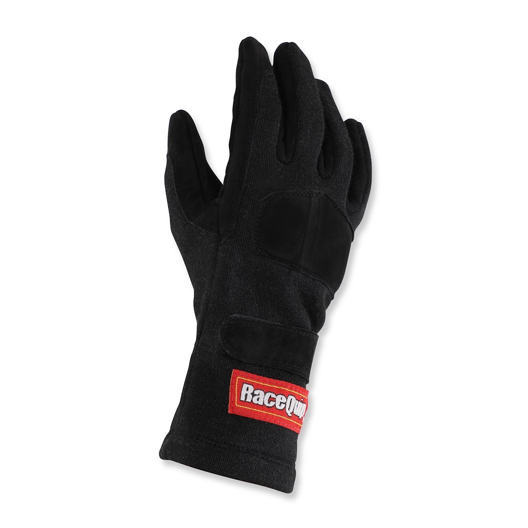 Racequip Racing Apparel, 355 Series, Racing Gloves, Large, Double Layer Nomex Knit/ Suede Leather Palm, Black, Sfi 3.3/5 Rated, Set of 2 – 355005