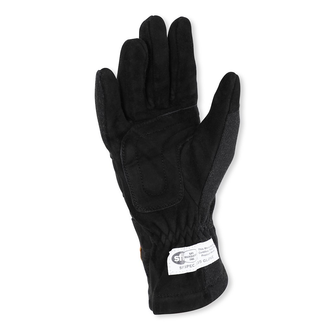 Racequip Racing Apparel, 355 Series, Racing Gloves, Large, Double Layer Nomex Knit/ Suede Leather Palm, Black, Sfi 3.3/5 Rated, Set of 2 – 355005