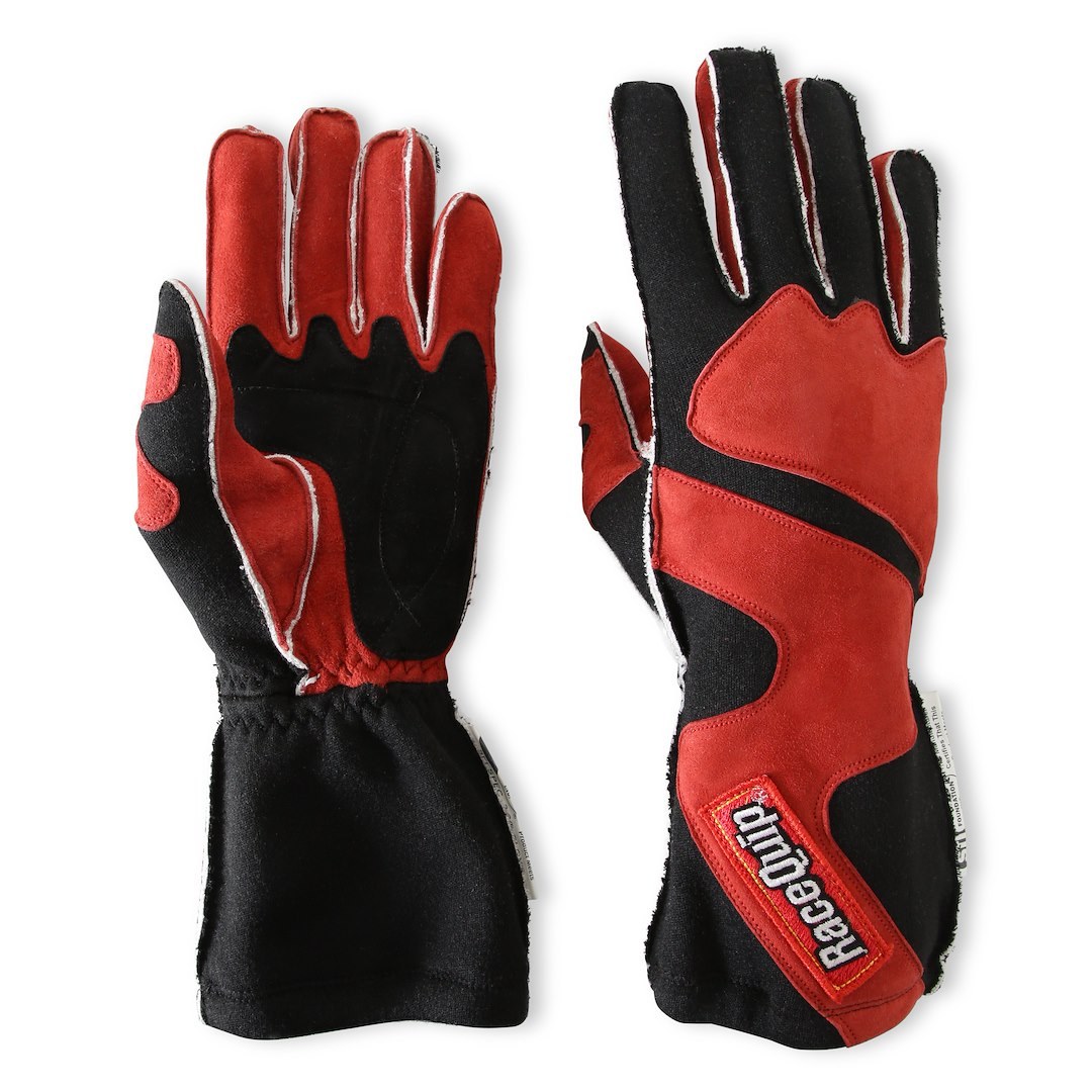 Racequip Racing Apparel, 355 Series, Racing Gloves, Large, Double Layer Nomex Knit/ Suede Leather Palm, Red/ Black, Sfi 3.3/5 Rated, Set of 2 – 355015