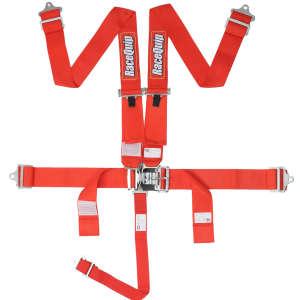 Racequip Seat Belt, 16.1 Sfi Rated, Not DOT Street Approved, 5 Point, 3 Inch Width, Latch and Link, Red, Single, Polyester Webbing – 711011