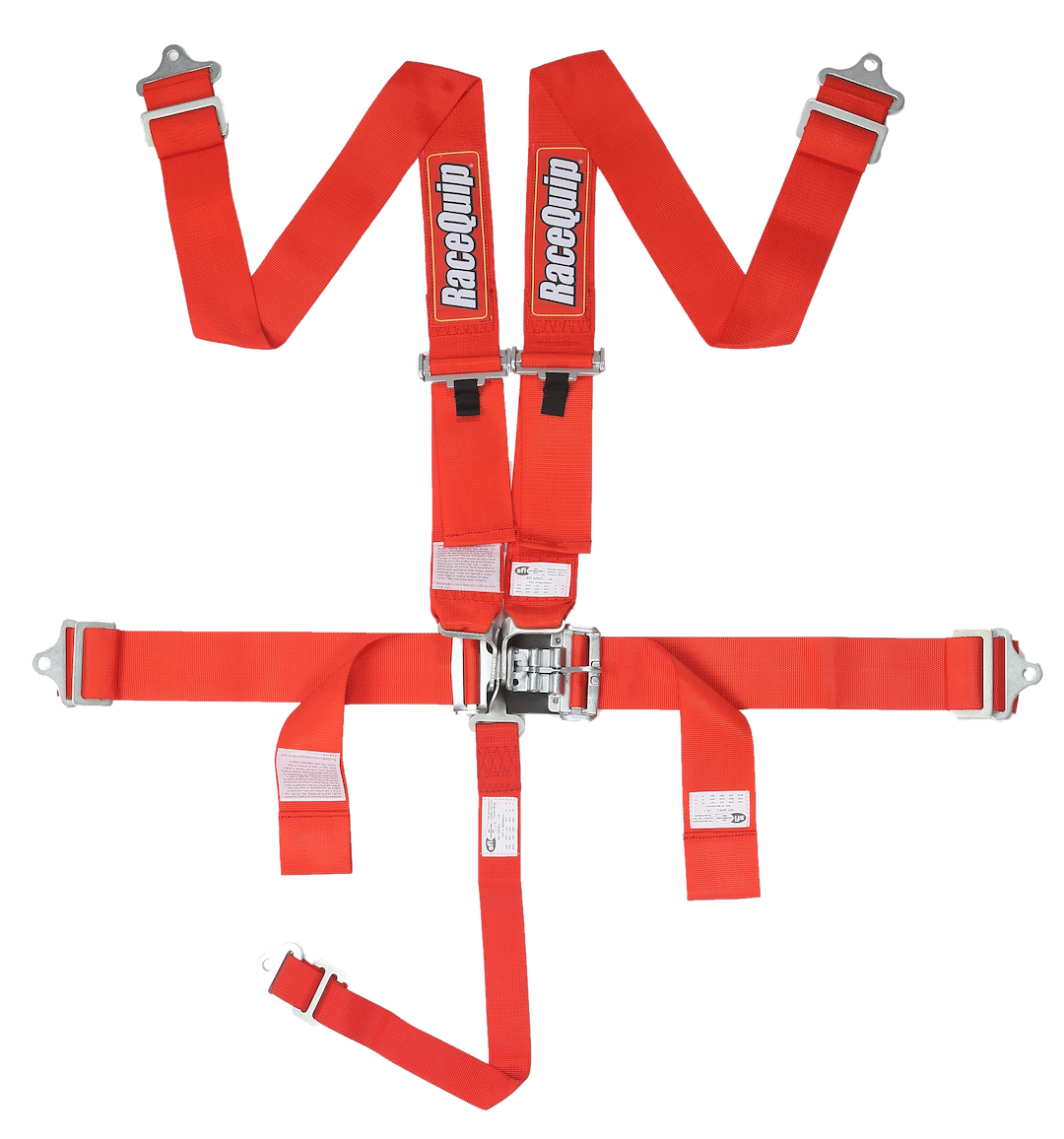 Racequip Seat Belt, 16.1 Sfi Rated, Not DOT Street Approved, 5 Point, 3 Inch Width, Latch and Link, Red, Single, Polyester Webbing – 711011